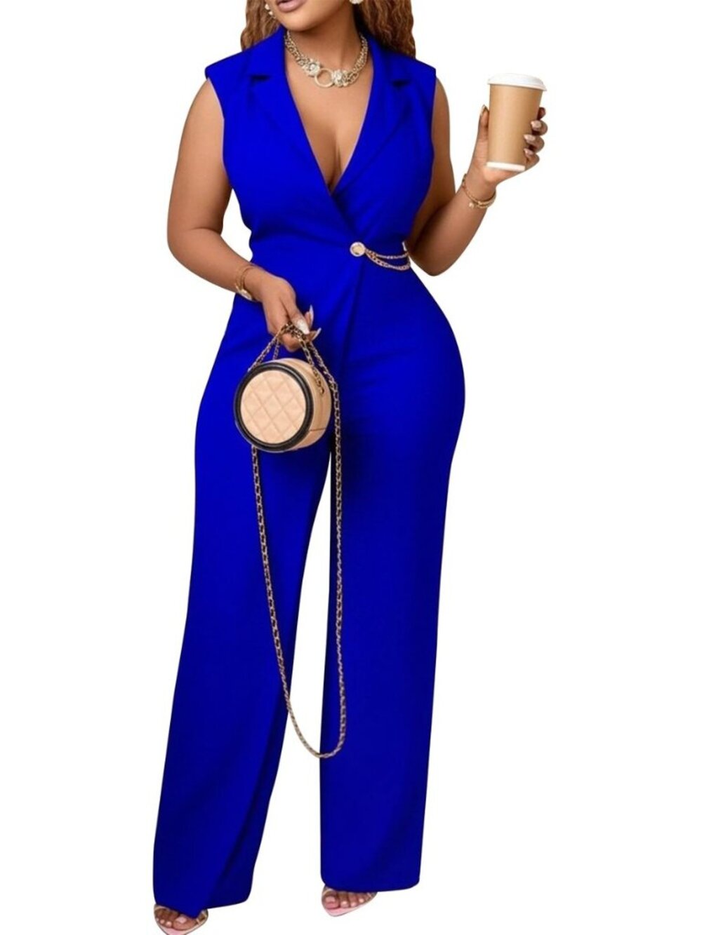 Women Formal Dressy Elegant Sleeveless Pants Jumpsuit